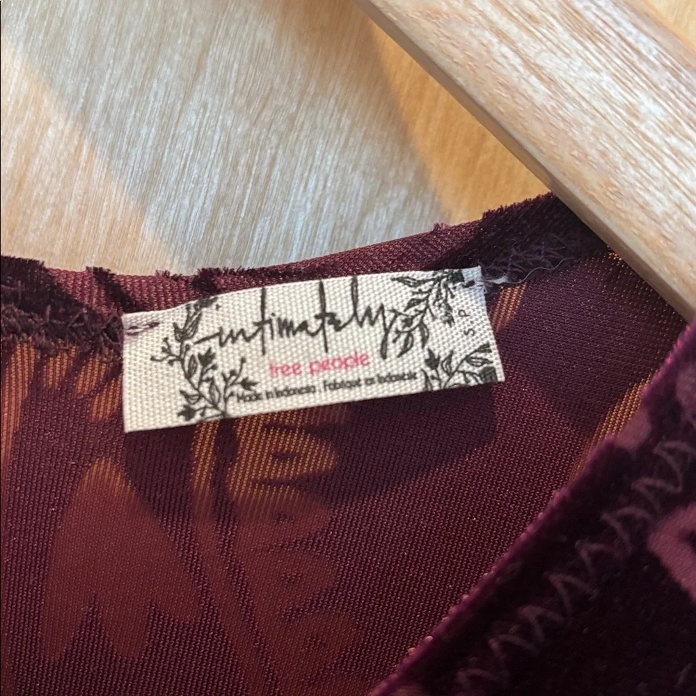 Free People Dress Velvet Burnout Boho Sleeveless Burgundy Size Small